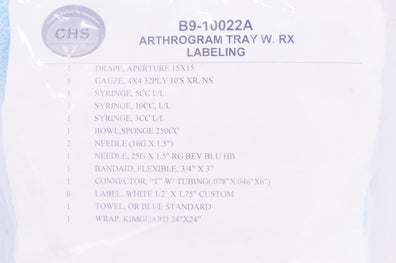 CHS B9-10022A Arthrogram Tray W. RX Labeling